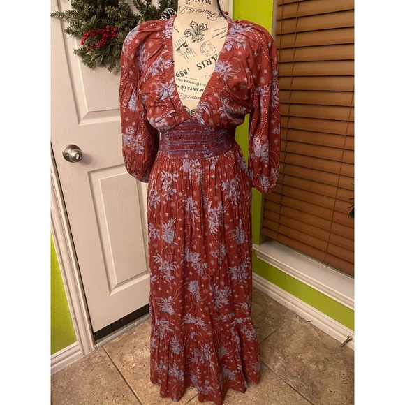 Free People's Golden Hour Maxi Dress, xs, wine combo - Picture 1 of 5